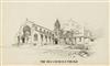(ARCHITECTURE.) Goodhue, Bertram Grosvenor. Two ink drawings of Boston area churches (one initialed).